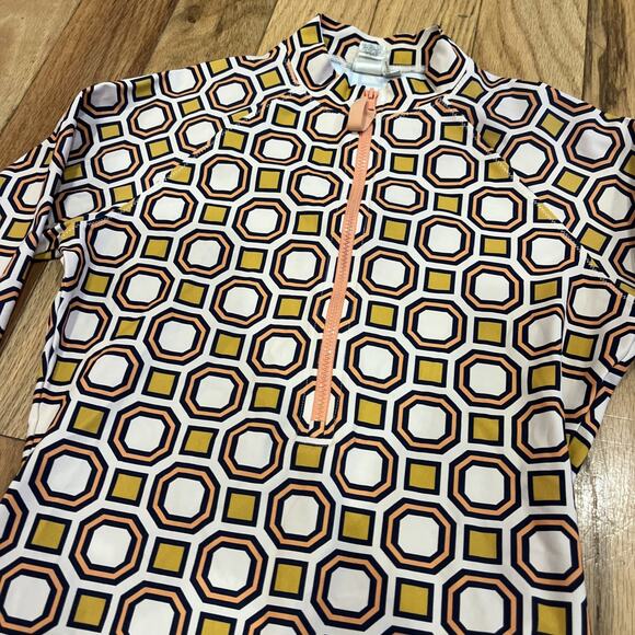 Tory Burch Geo Surf Shirt Rashguard Swim Cover Ballet Pink Octagon Womens XS - Picture 2 of 6